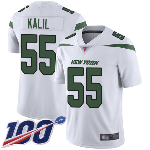 New York Jets Limited White Youth Ryan Kalil Road Jersey NFL Football #55 100th Season Vapor Untouchable->new york jets->NFL Jersey